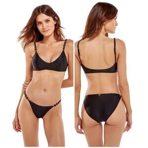 ViX Paula Hermanny NWT Solid Beads Bikini Luli Top & Full-Coverage Bottom XS/S